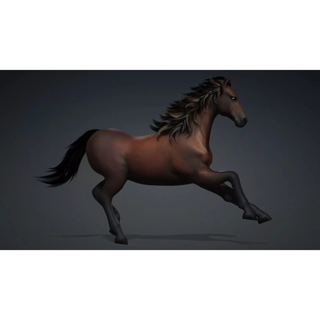 Horse 3D Model – Rigged PBR Animated Asset for Games & Animation - View 15