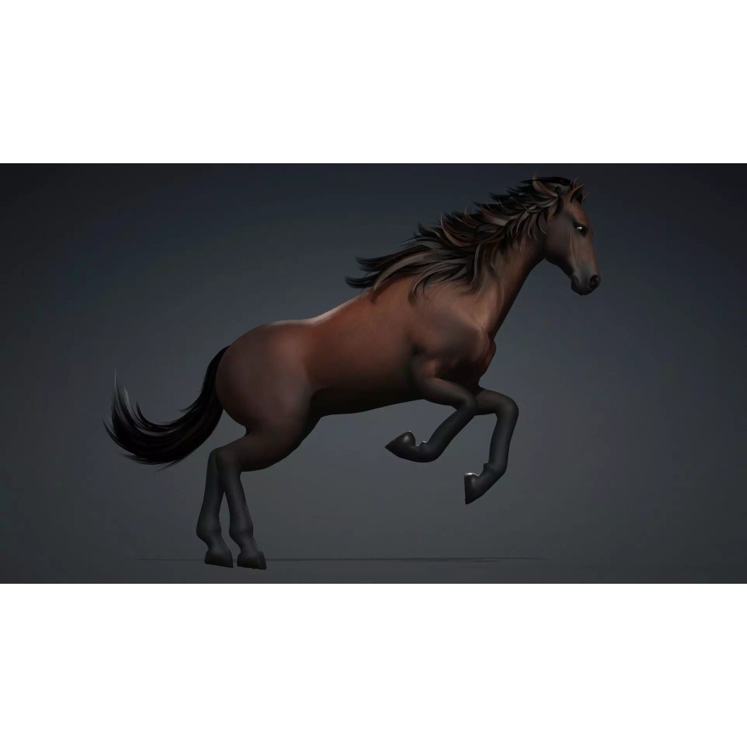 Horse 3D Model – Rigged PBR Animated Asset for Games & Animation - View 16