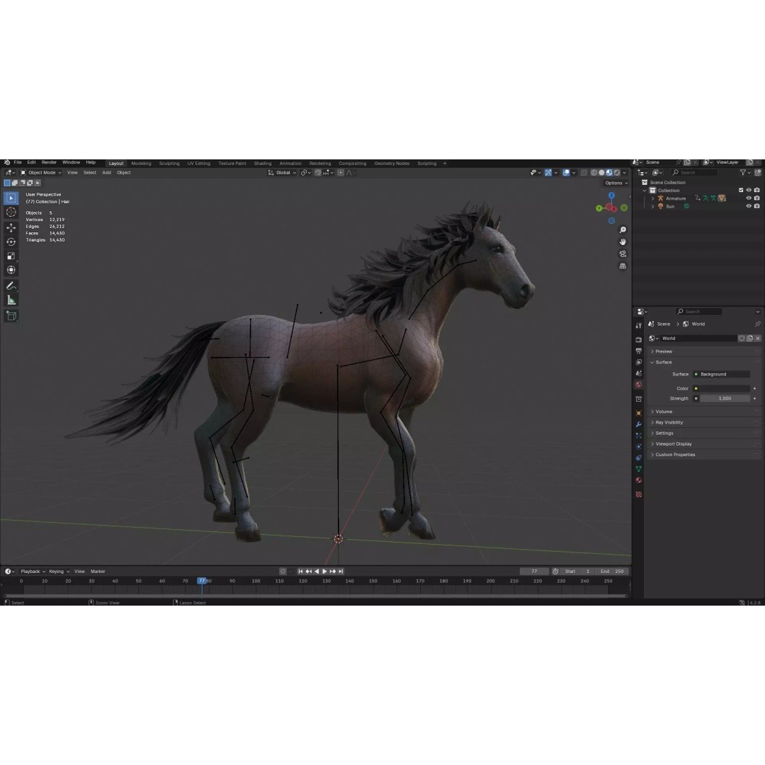 Horse 3D Model – Rigged PBR Animated Asset for Games & Animation - View 18