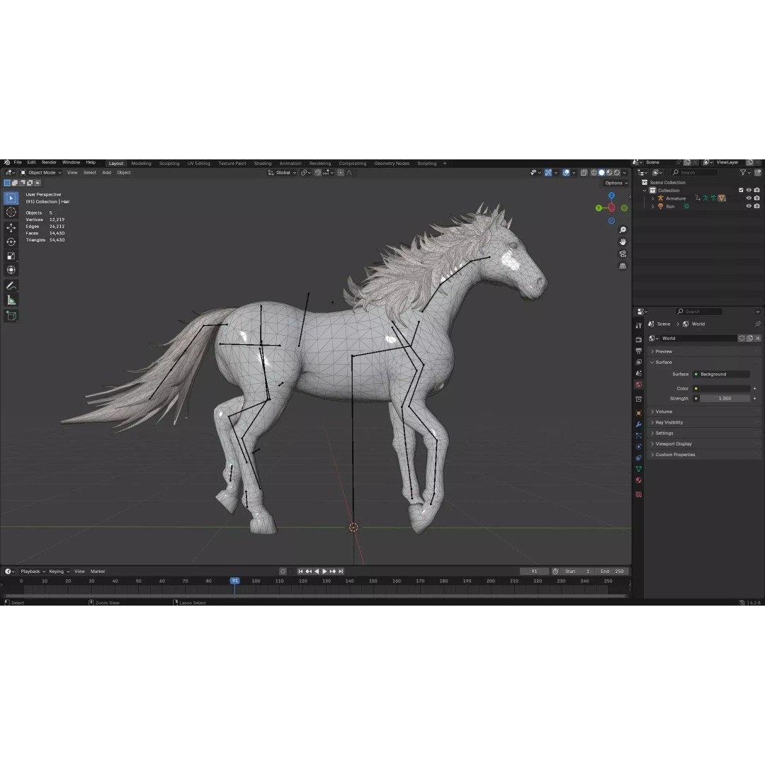Horse 3D Model – Rigged PBR Animated Asset for Games & Animation - View 19