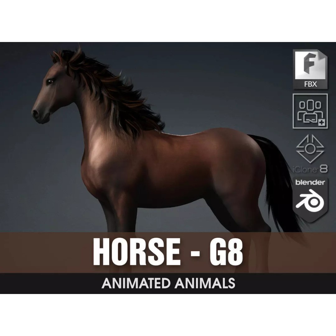 Horse 3D Model – Rigged PBR Animated Asset for Games & Animation - View 2