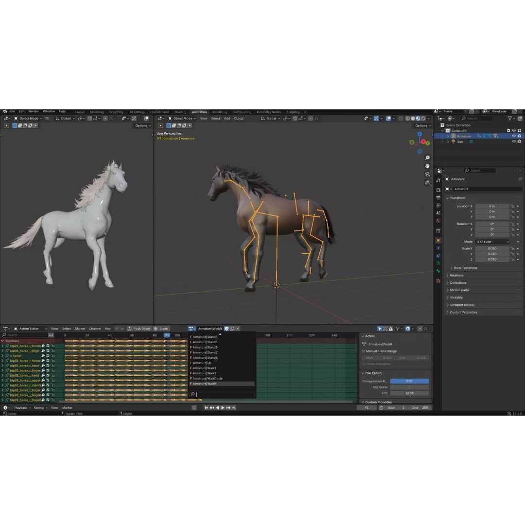 Horse 3D Model – Rigged PBR Animated Asset for Games & Animation - View 21