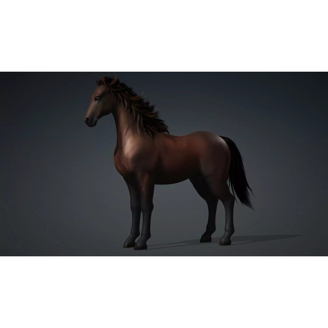 Horse 3D Model – Rigged PBR Animated Asset for Games & Animation - View 3