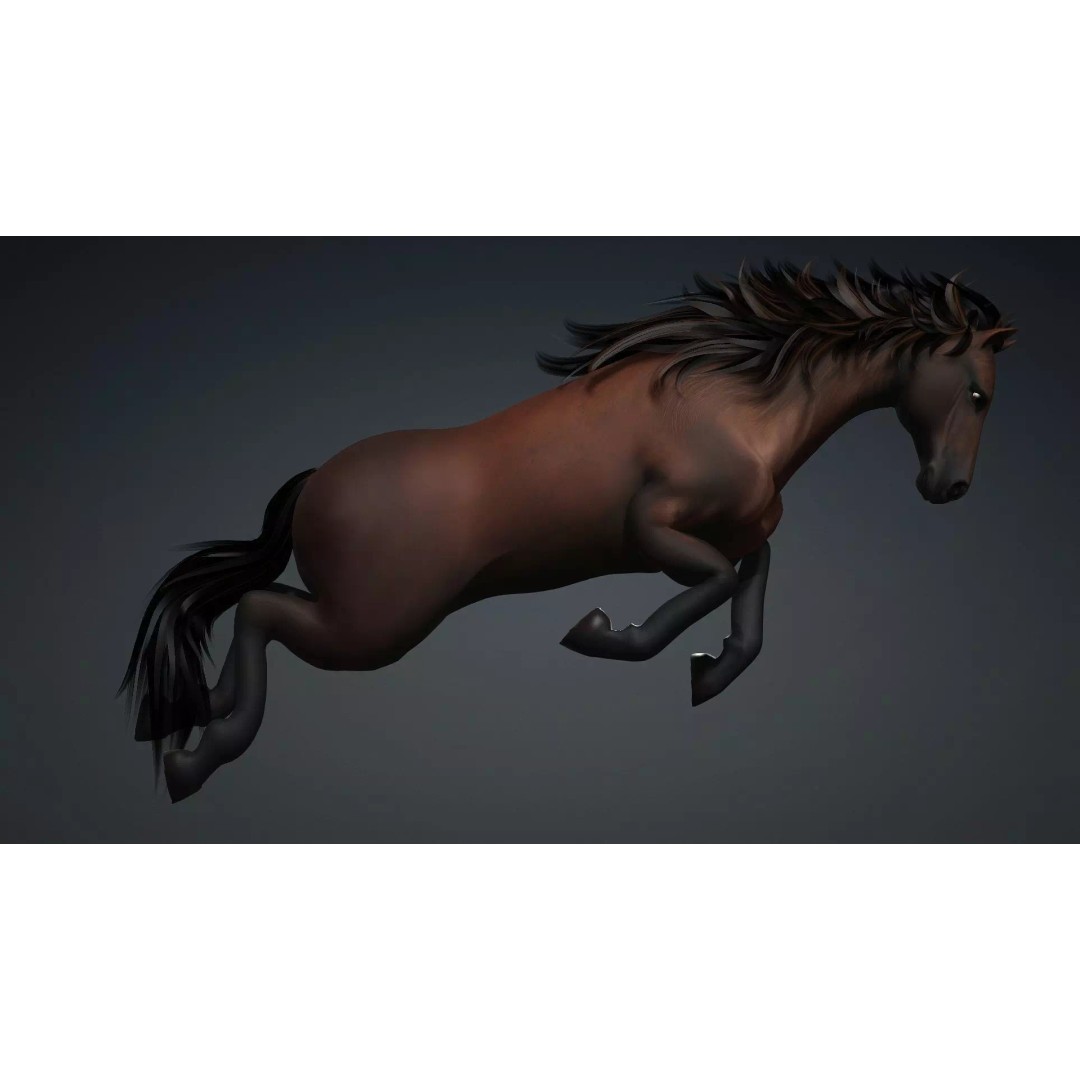 Horse 3D Model – Rigged PBR Animated Asset for Games & Animation - View 4