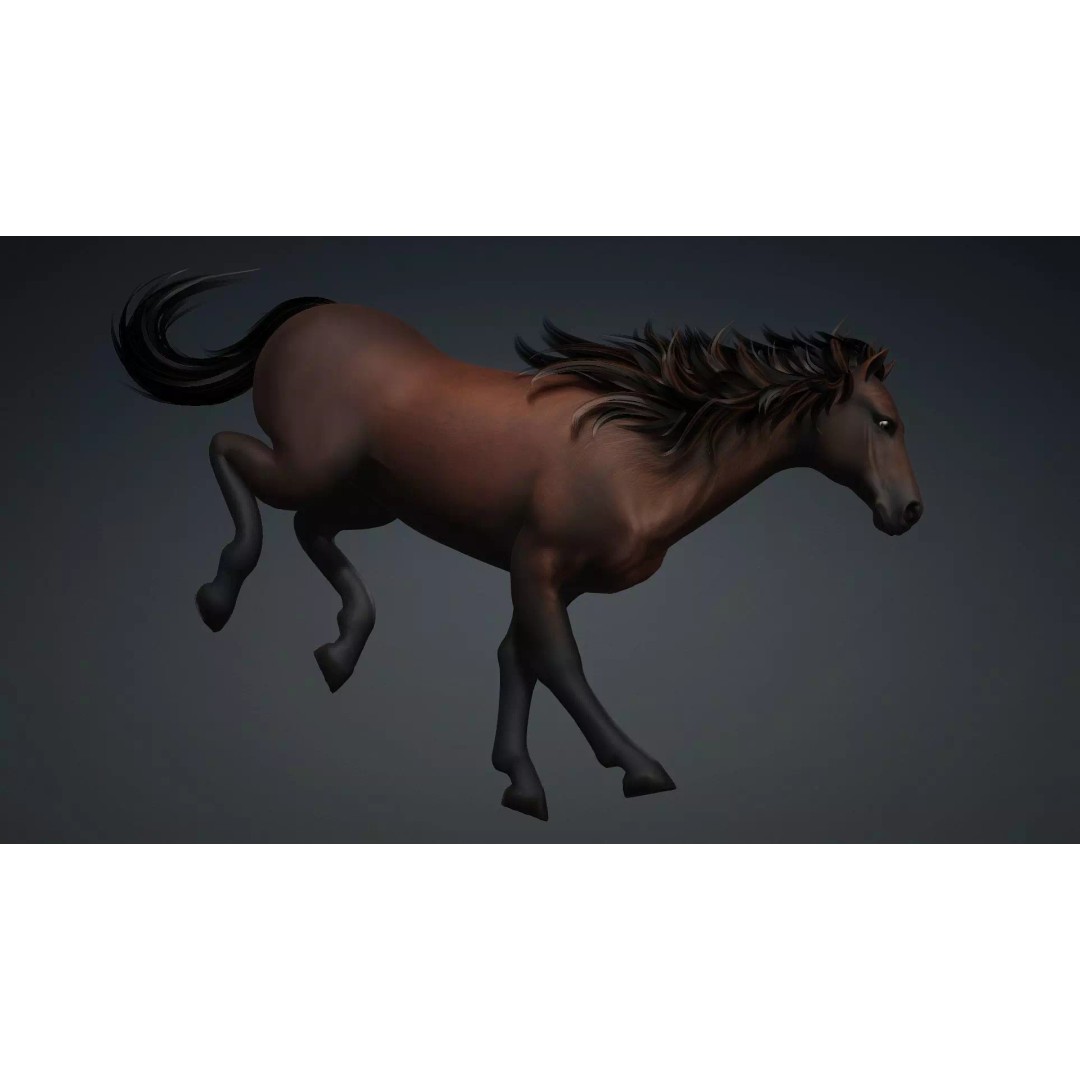 Horse 3D Model – Rigged PBR Animated Asset for Games & Animation - View 5