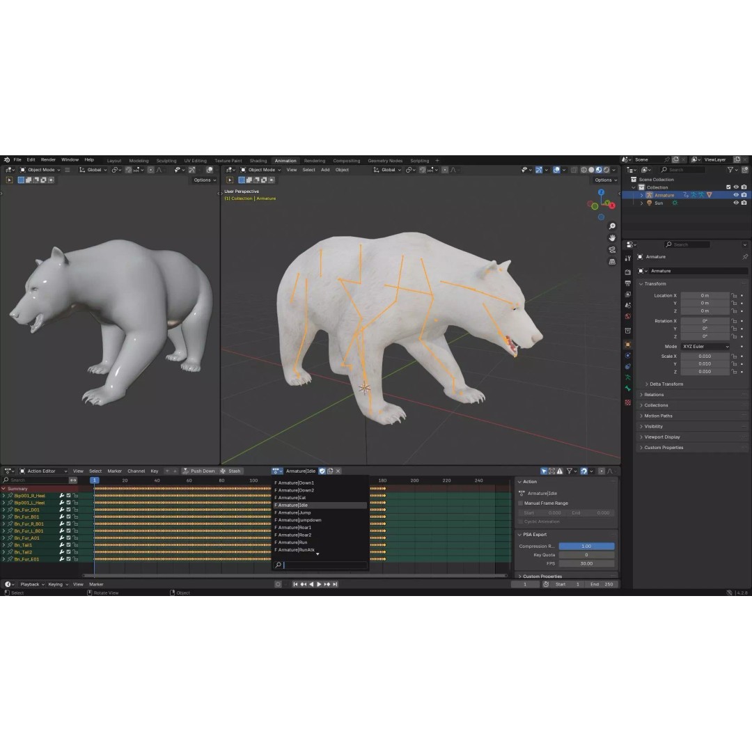 White Bear 3D Model – Rigged Animated PBR Asset for Games - View 22