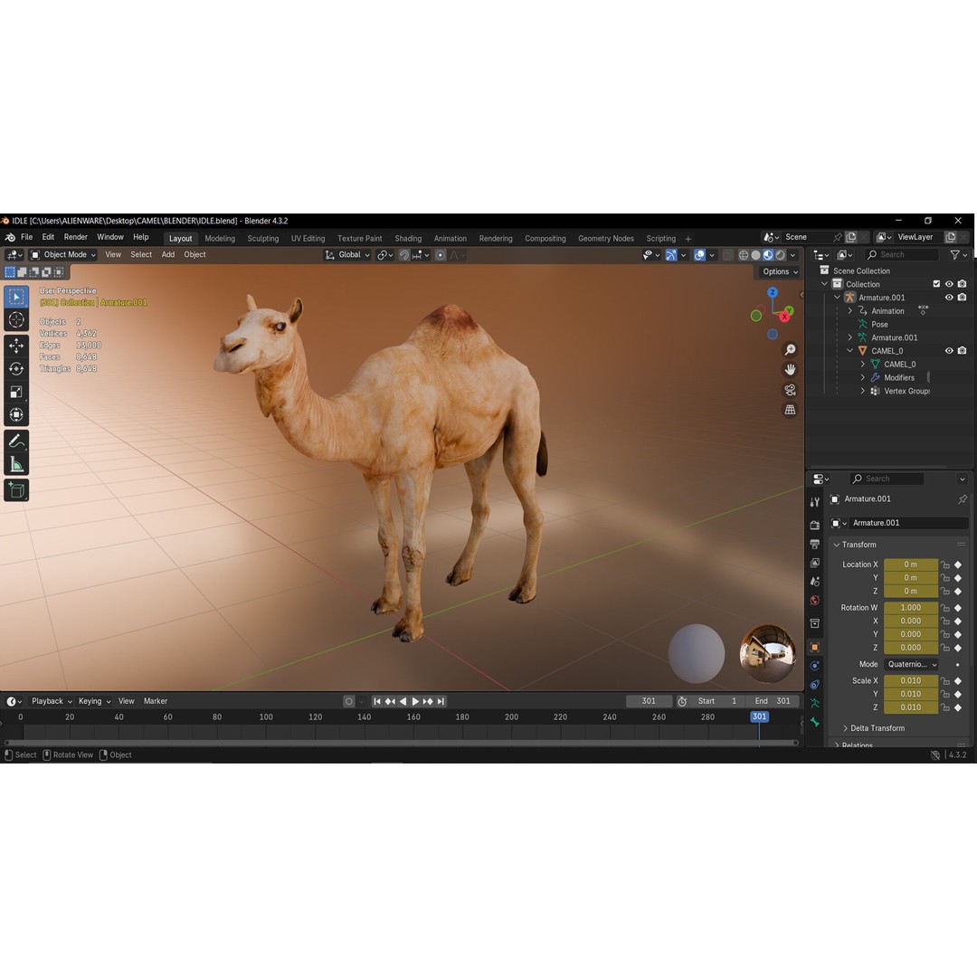 Camel 3D Model – Rigged Low-Poly Character with Animations, FBX - View 13