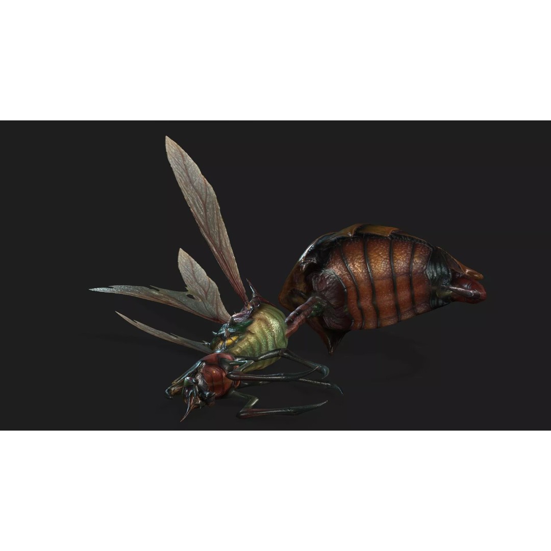 Bee Monster 3D Model – Low Poly Animated Insect with PBR Textures - View 10