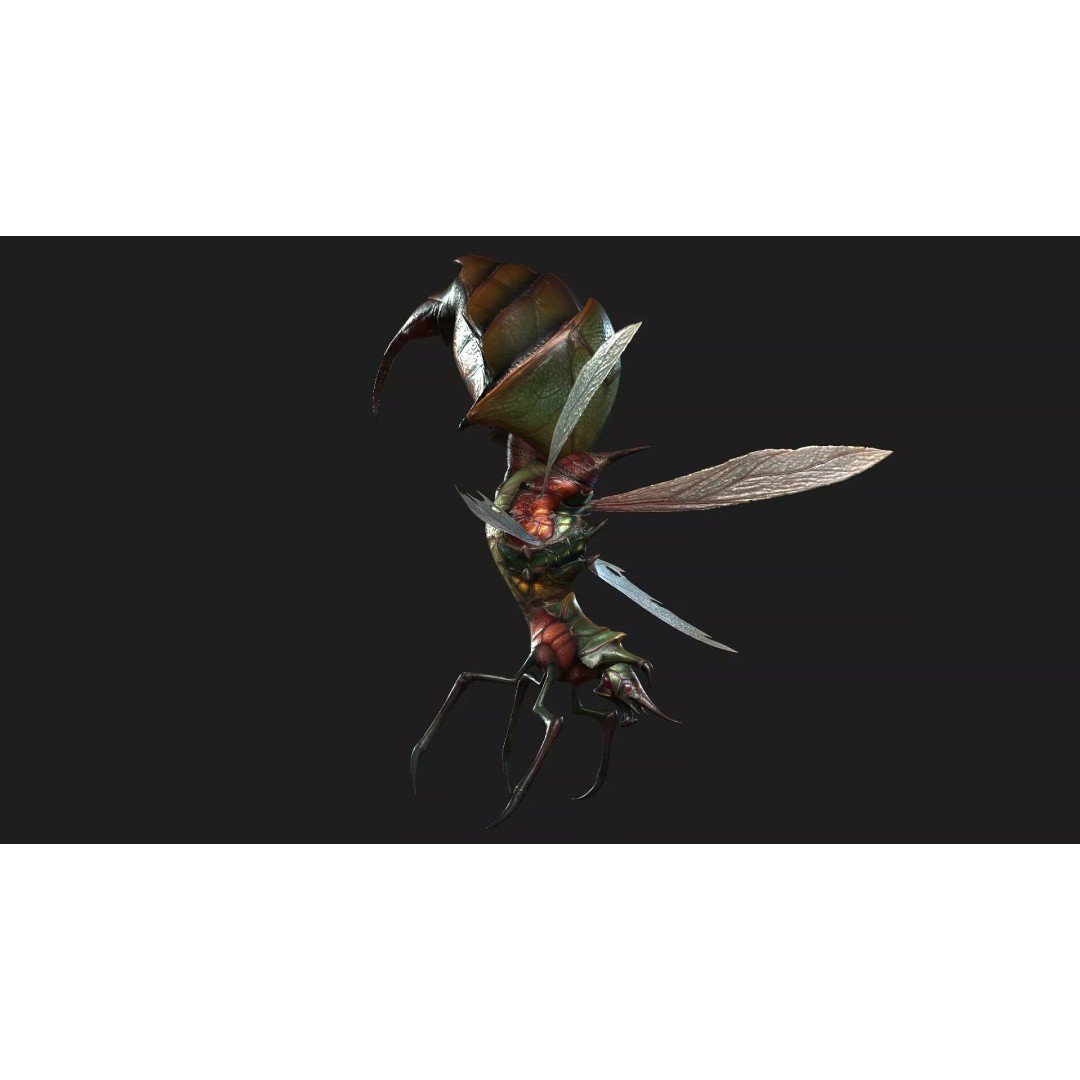 Bee Monster 3D Model – Low Poly Animated Insect with PBR Textures - View 12