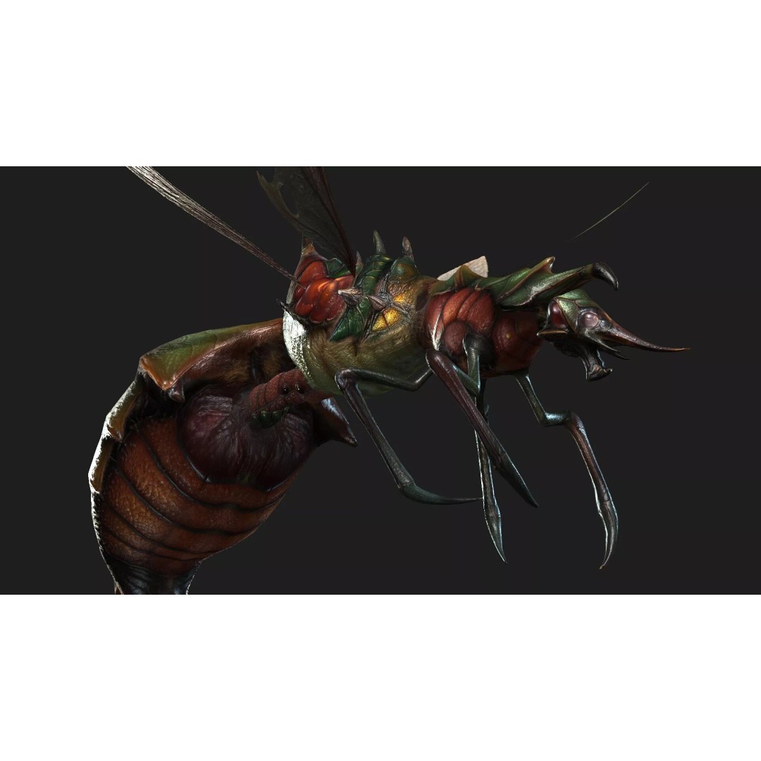 Bee Monster 3D Model – Low Poly Animated Insect with PBR Textures - View 13