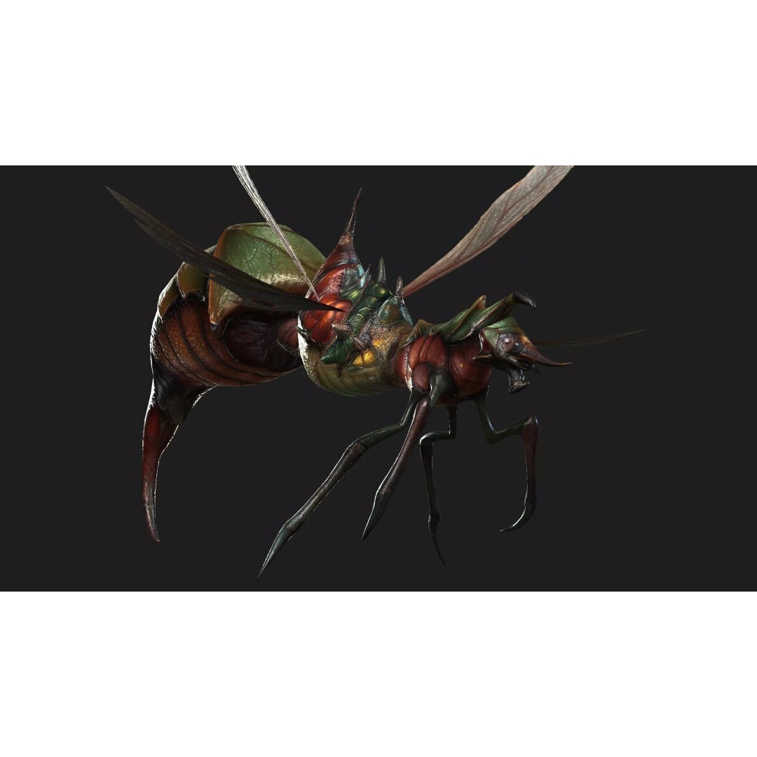 Bee Monster 3D Model – Low Poly Animated Insect with PBR Textures - View 14