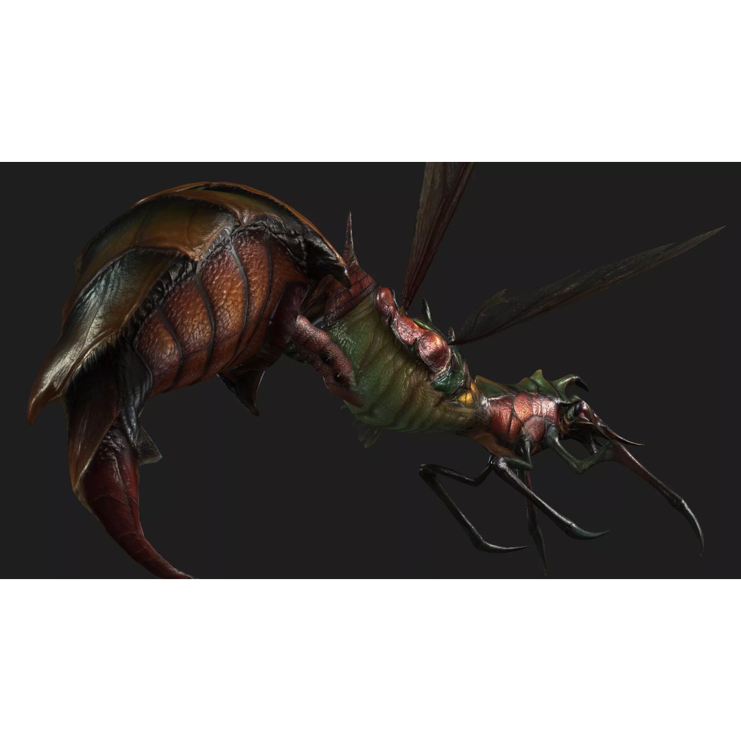 Bee Monster 3D Model – Low Poly Animated Insect with PBR Textures - View 18