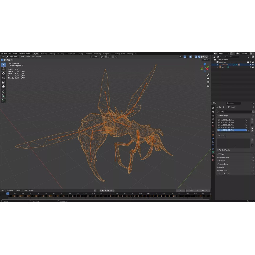Bee Monster 3D Model – Low Poly Animated Insect with PBR Textures - View 20