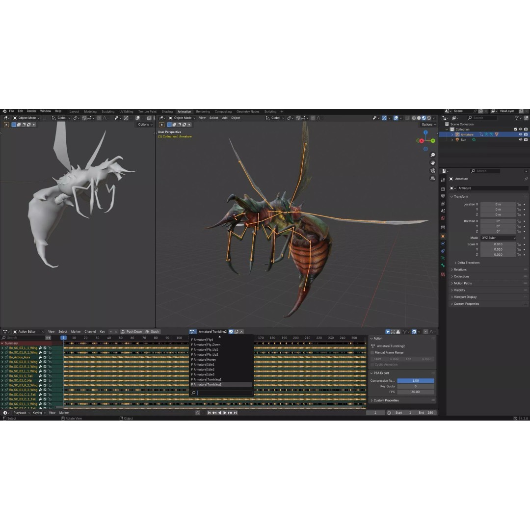 Bee Monster 3D Model – Low Poly Animated Insect with PBR Textures - View 23