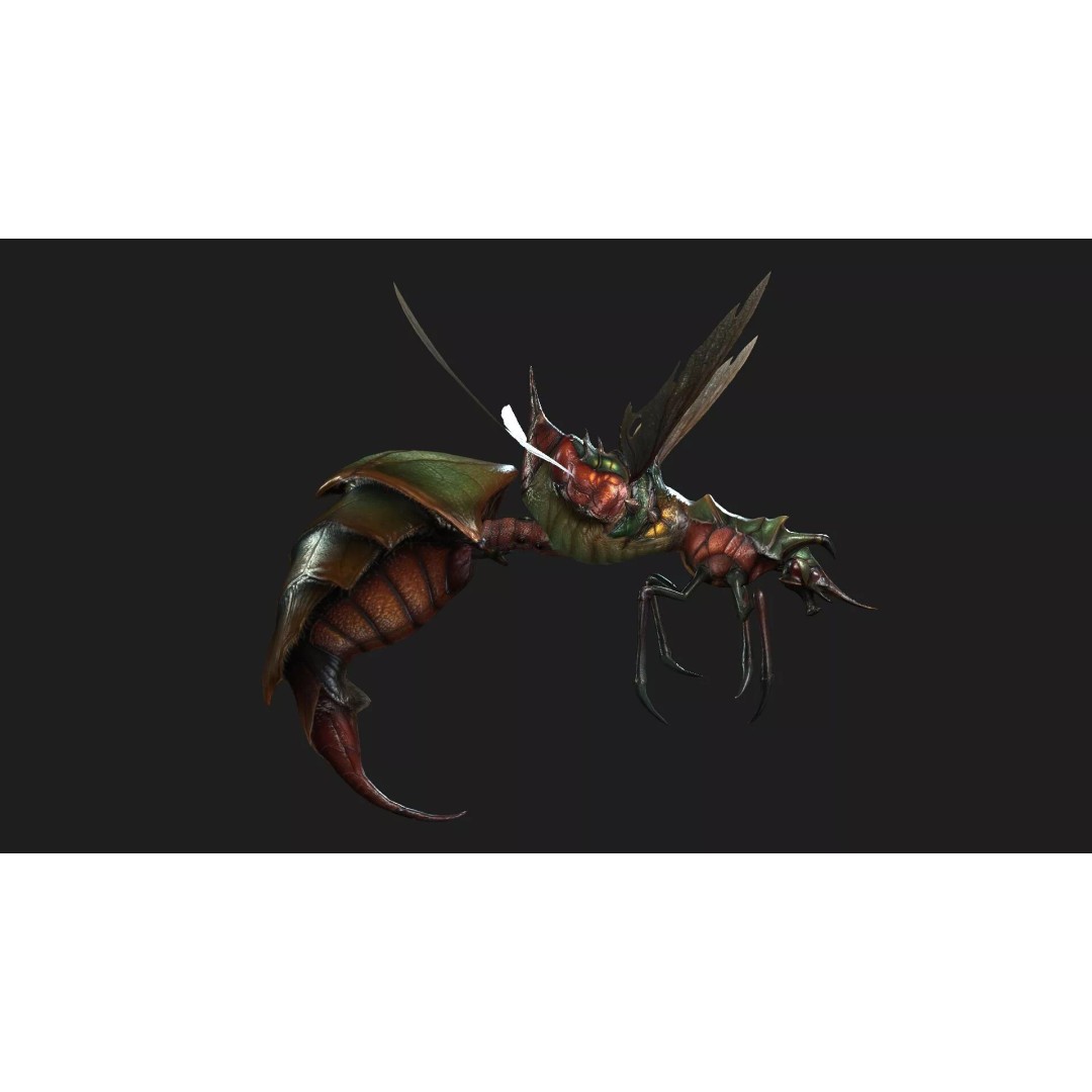 Bee Monster 3D Model – Low Poly Animated Insect with PBR Textures - View 3