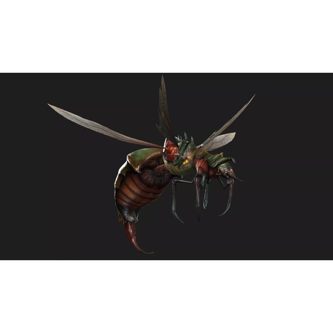 Bee Monster 3D Model – Low Poly Animated Insect with PBR Textures - View 4
