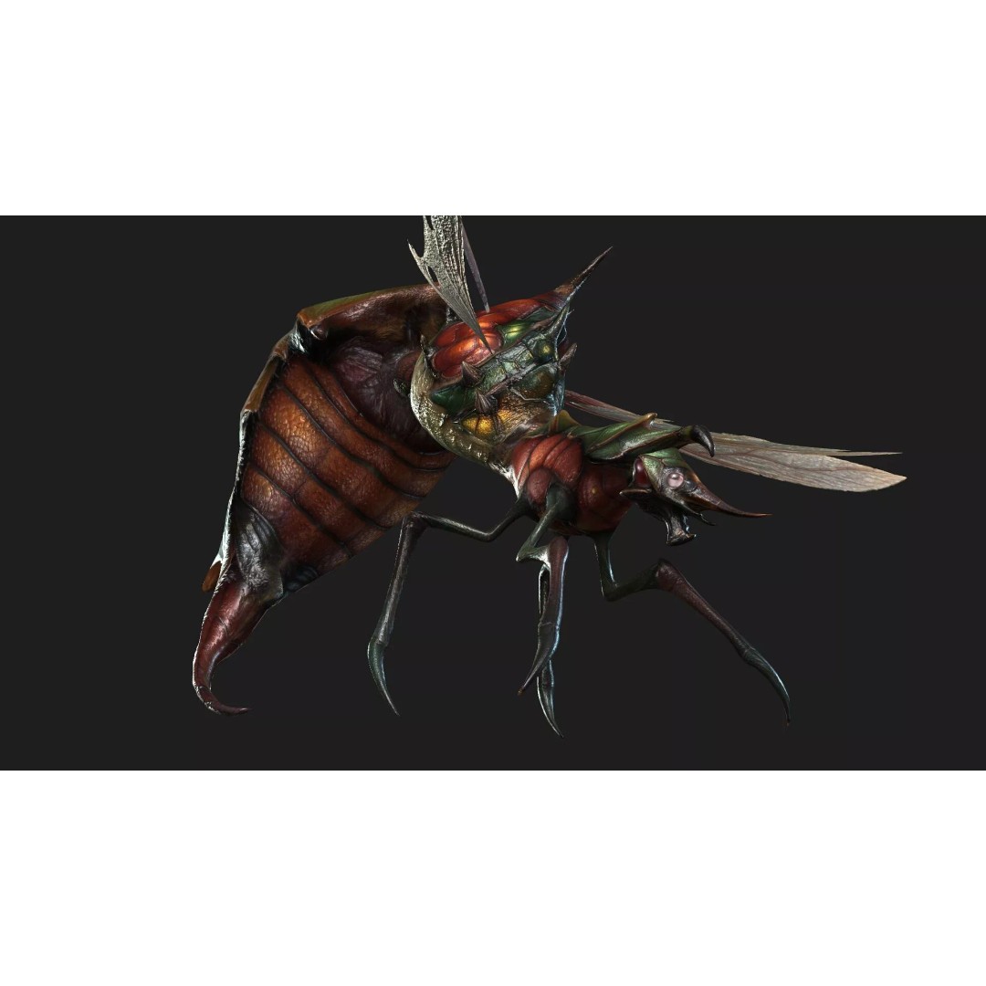 Bee Monster 3D Model – Low Poly Animated Insect with PBR Textures - View 5