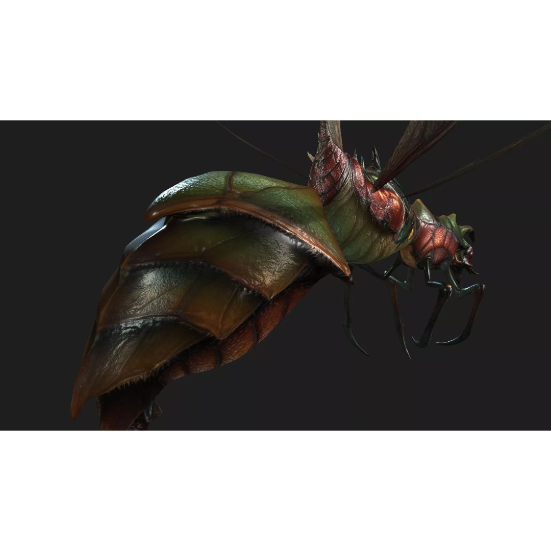 Bee Monster 3D Model – Low Poly Animated Insect with PBR Textures - View 8