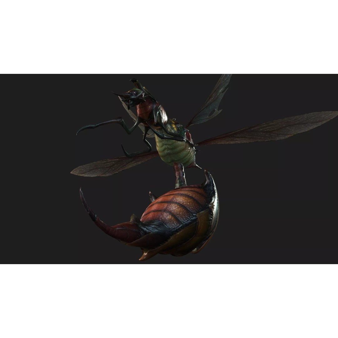 Bee Monster 3D Model – Low Poly Animated Insect with PBR Textures - View 9