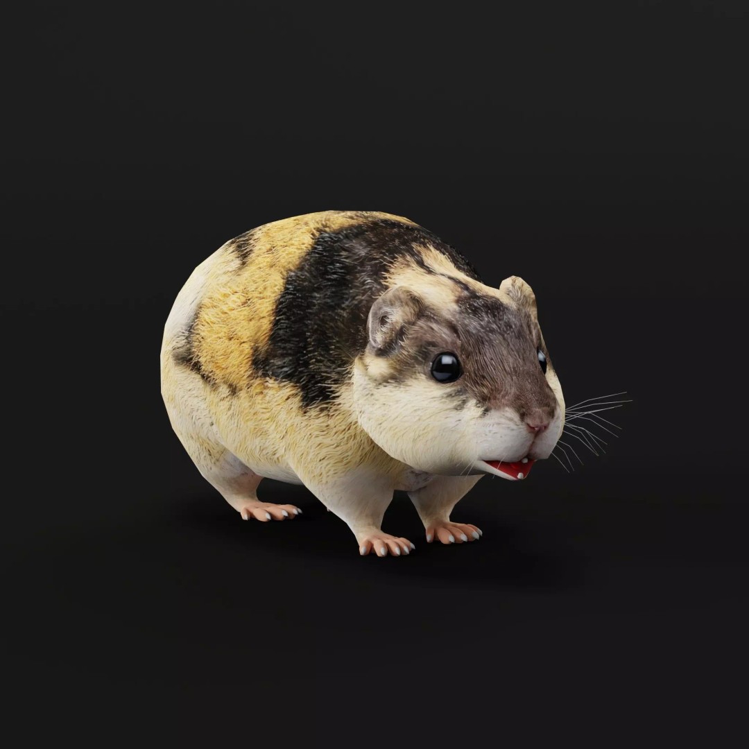 Lemming 3D Model – Low Poly Game Ready Rodent with Animations - View 3