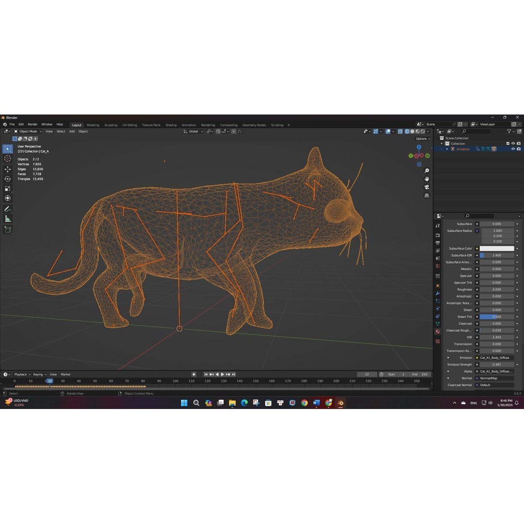 Cat 3D Model – Rigged Animal Animation with PBR Textures, FBX