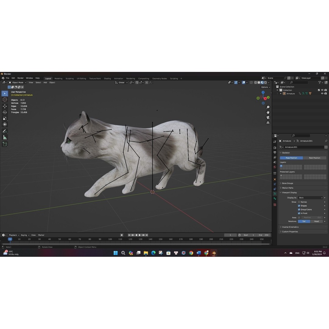 Cat 3D Model – Rigged Animal Animation with PBR Textures, FBX - View 15