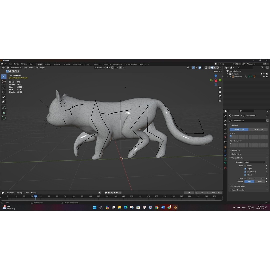 Cat 3D Model – Rigged Animal Animation with PBR Textures, FBX - View 16