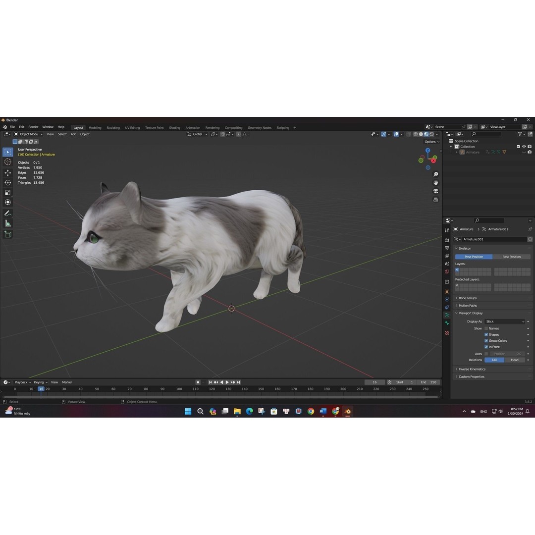 Cat 3D Model – Rigged Animal Animation with PBR Textures, FBX - View 18