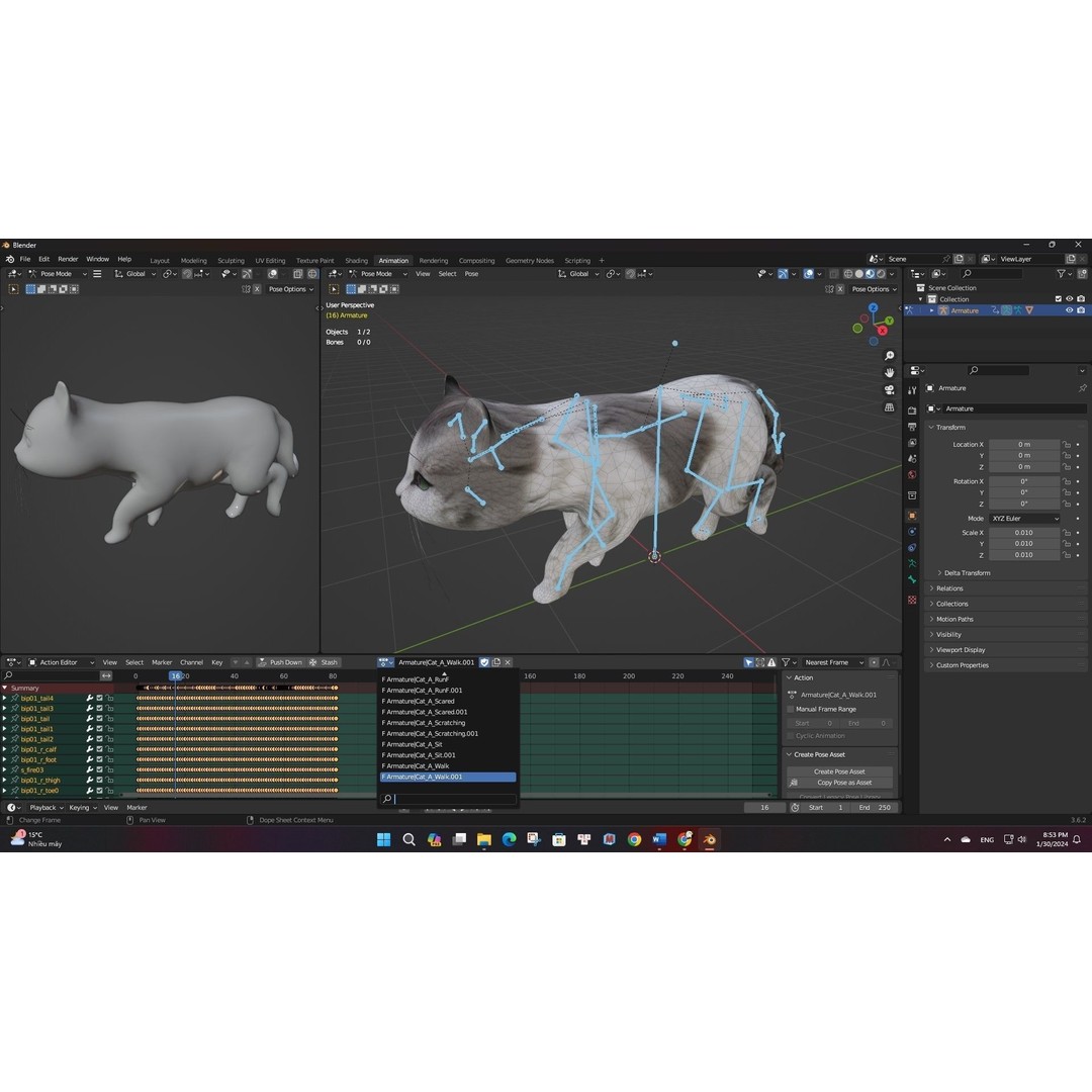 Cat 3D Model – Rigged Animal Animation with PBR Textures, FBX - View 19
