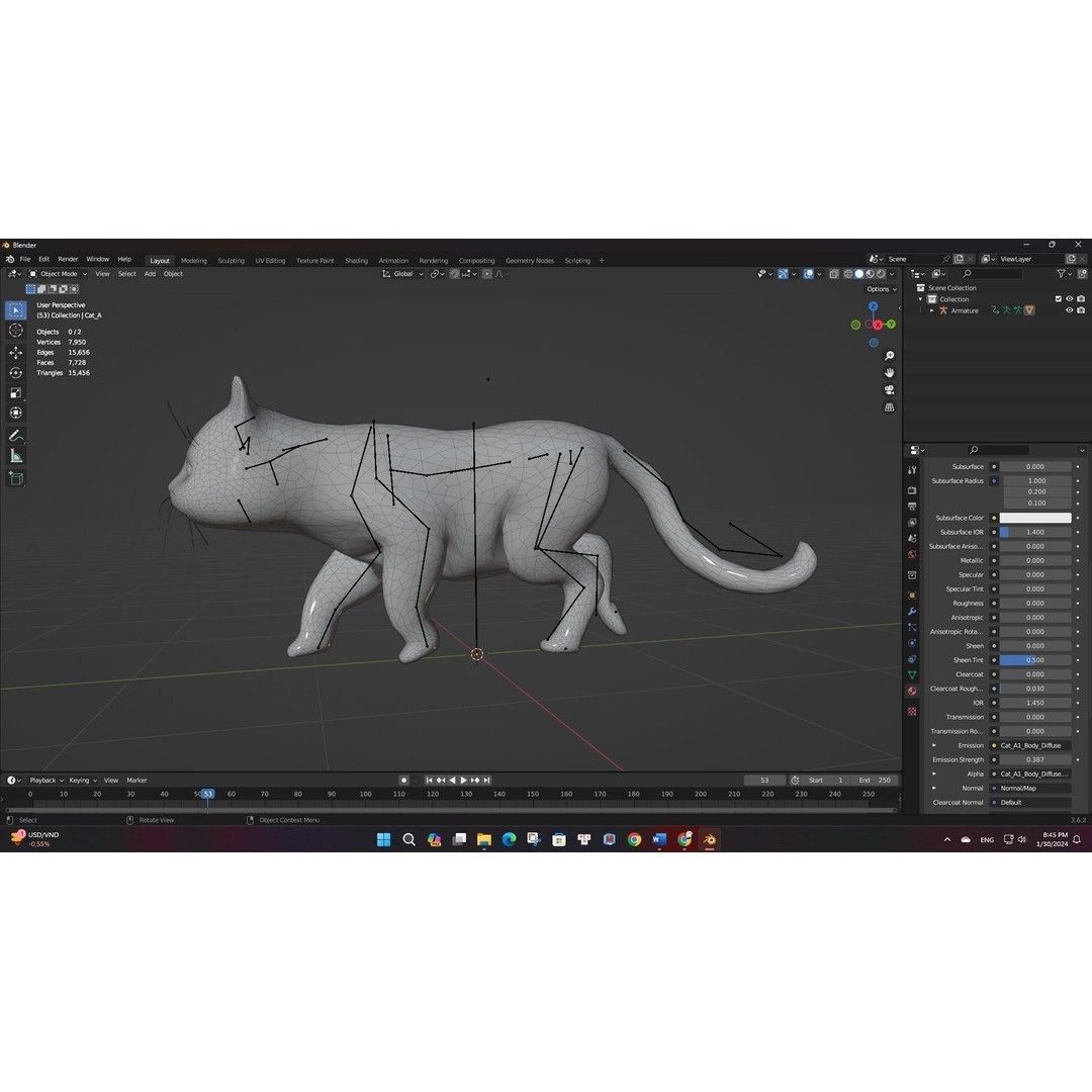 Cat 3D Model – Rigged Animal Animation with PBR Textures, FBX - View 20