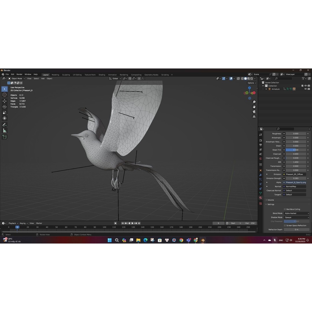 Pheasant Bird 3D Model – Rigged Animated Asset with PBR Textures - View 19