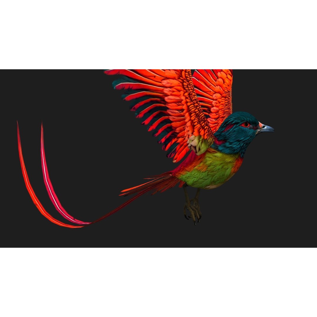 Pheasant Bird 3D Model – Rigged Animated Asset with PBR Textures - View 9