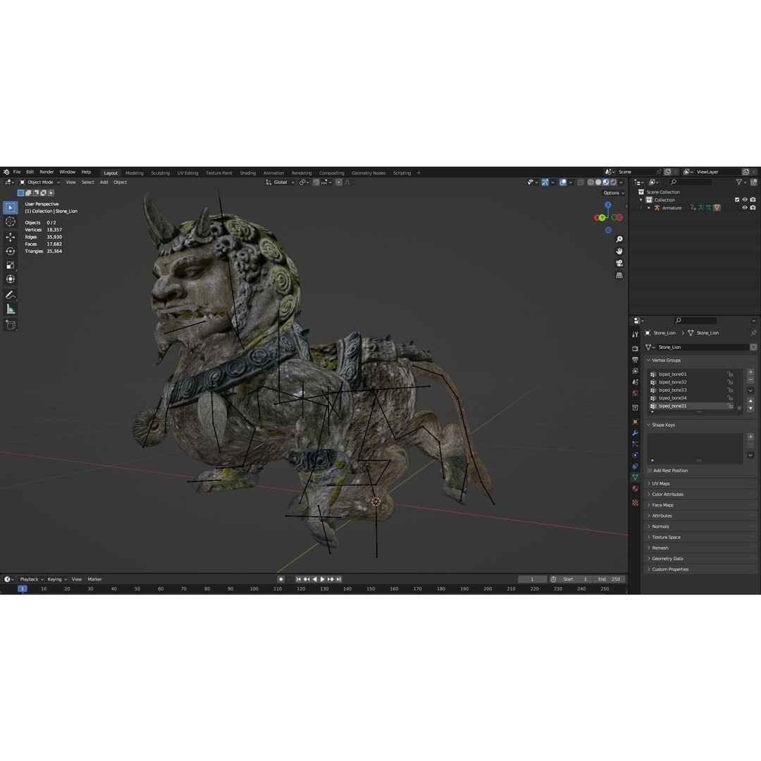 Lion Chinese 3D Model – Rigged Animated Asset with PBR Textures - View 19