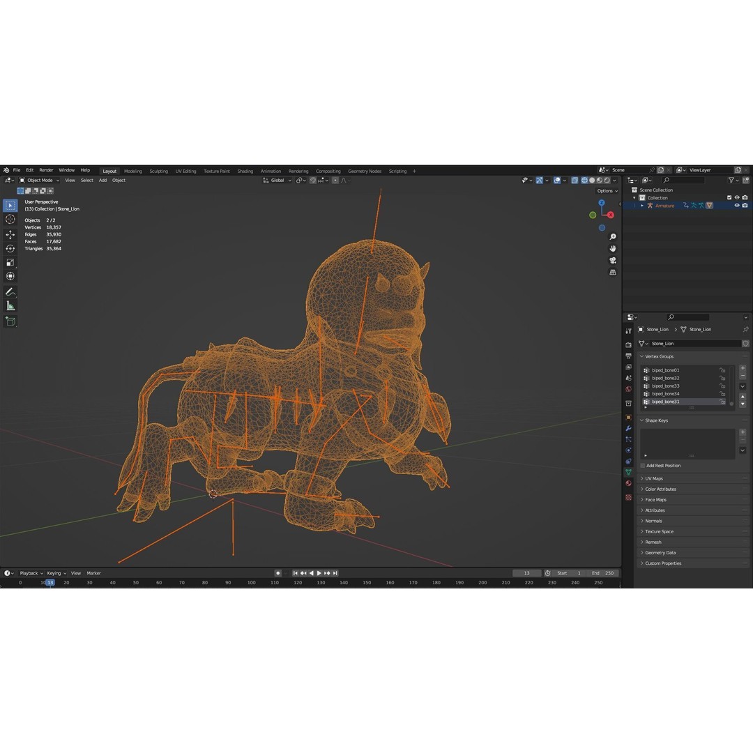 Lion Chinese 3D Model – Rigged Animated Asset with PBR Textures - View 21