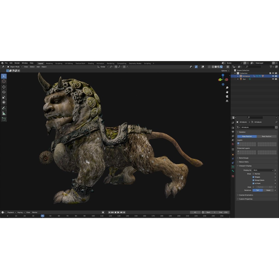 Lion Chinese 3D Model – Rigged Animated Asset with PBR Textures - View 23