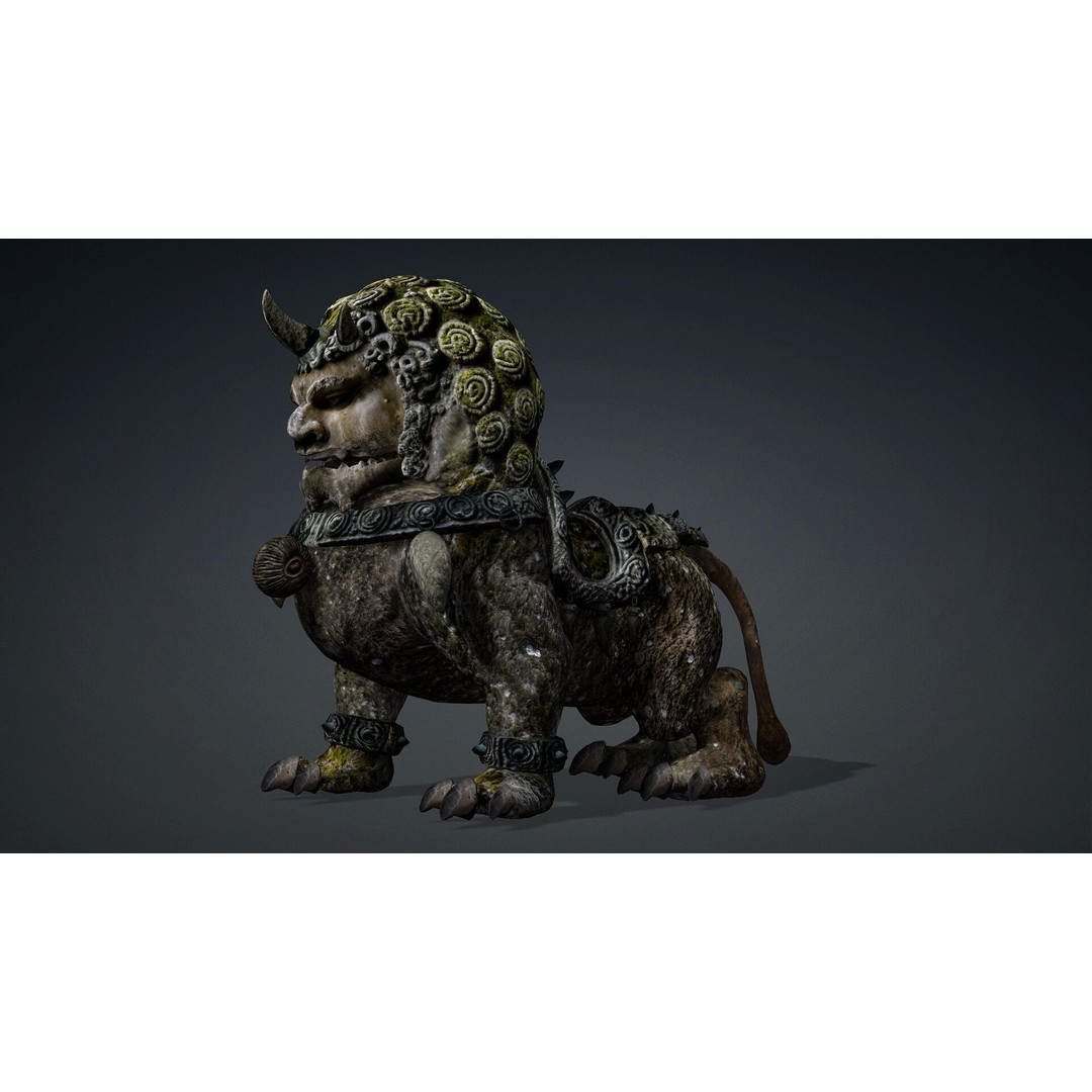 Lion Chinese 3D Model – Rigged Animated Asset with PBR Textures - View 3