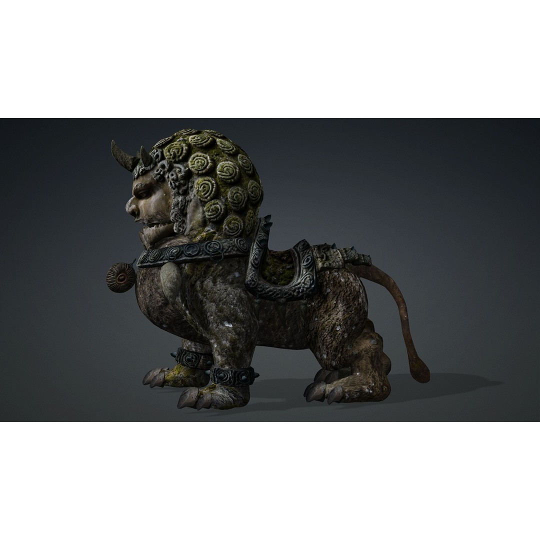 Lion Chinese 3D Model – Rigged Animated Asset with PBR Textures - View 4