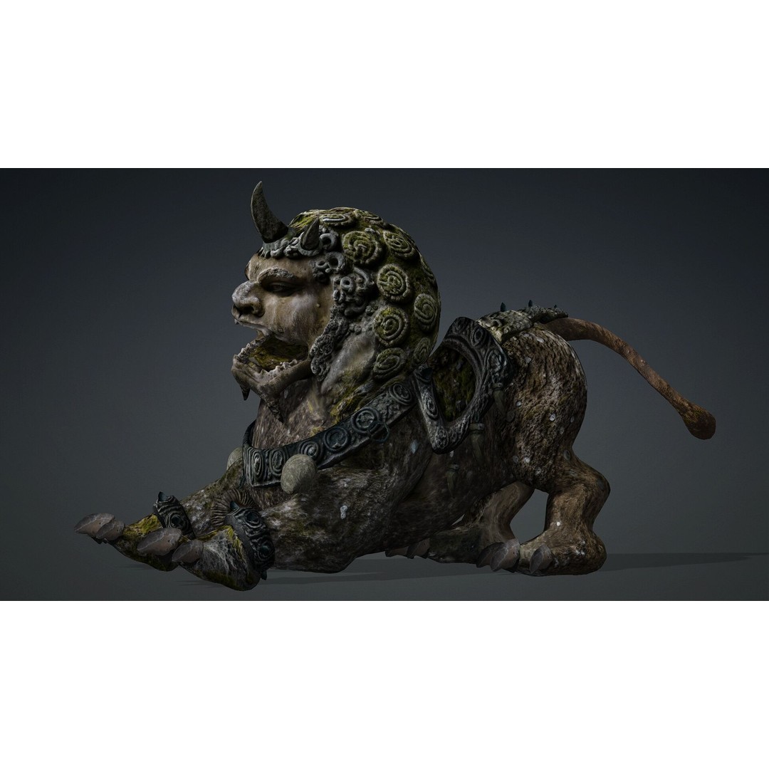 Lion Chinese 3D Model – Rigged Animated Asset with PBR Textures - View 8