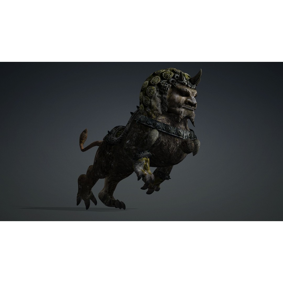 Lion Chinese 3D Model – Rigged Animated Asset with PBR Textures - View 9