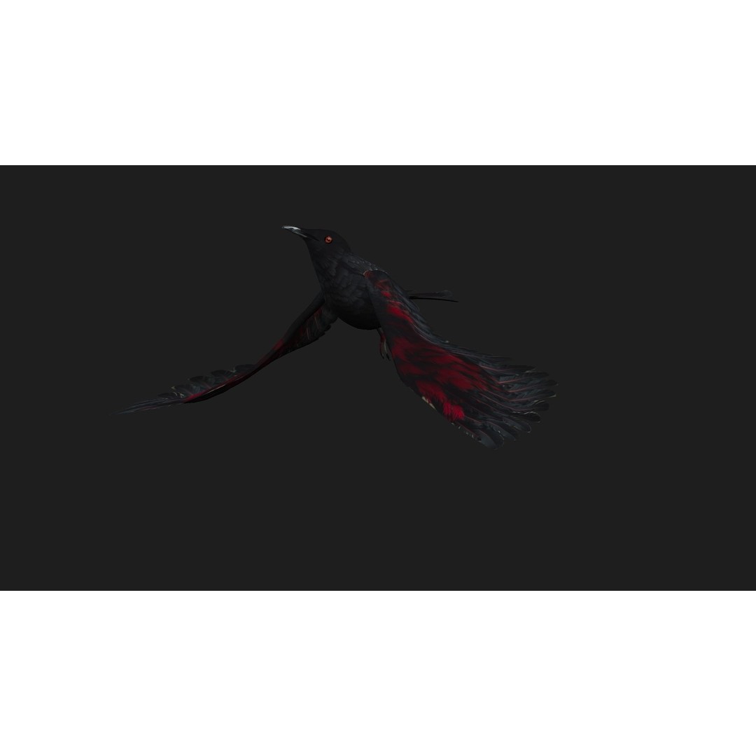 Raven A1 3D Model – Rigged Animated Bird with PBR Textures, FBX - View 3