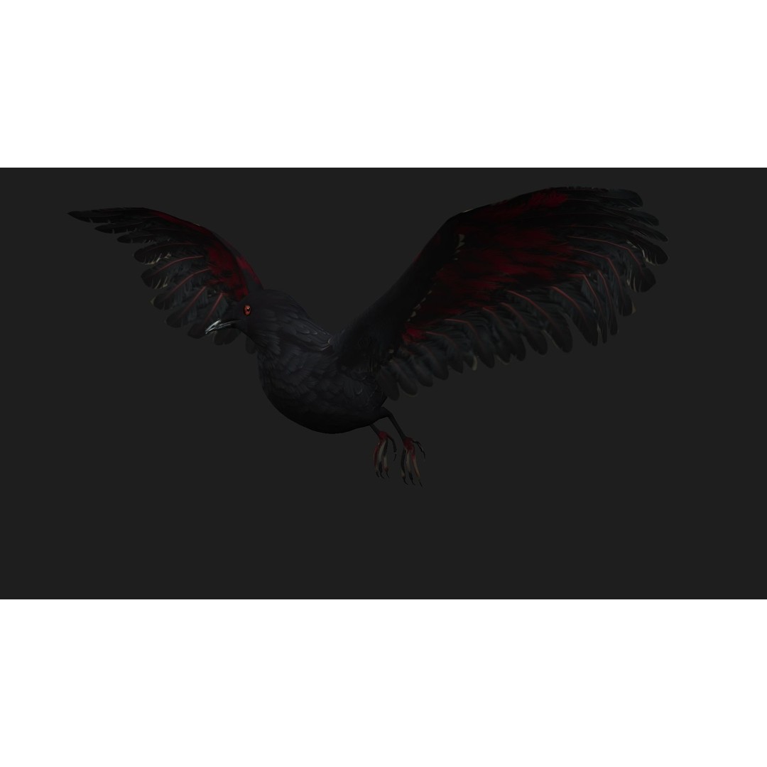 Raven A1 3D Model – Rigged Animated Bird with PBR Textures, FBX - View 5