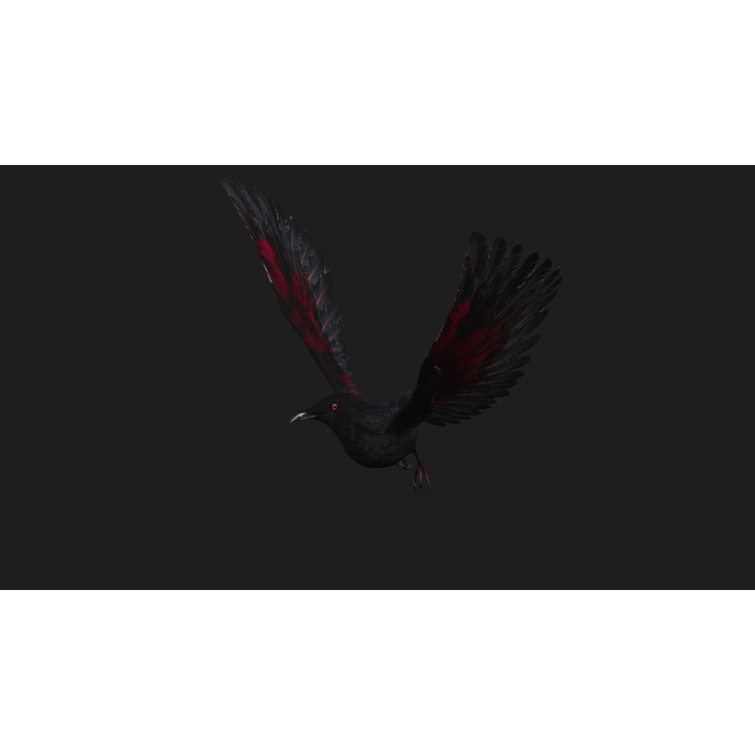 Raven A1 3D Model – Rigged Animated Bird with PBR Textures, FBX - View 7