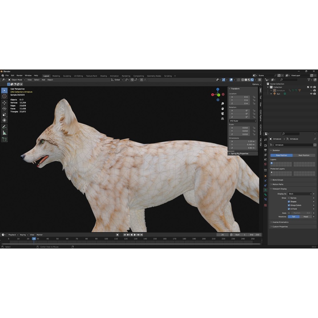 Wolf 3D Model – Rigged Animated Character with PBR Textures