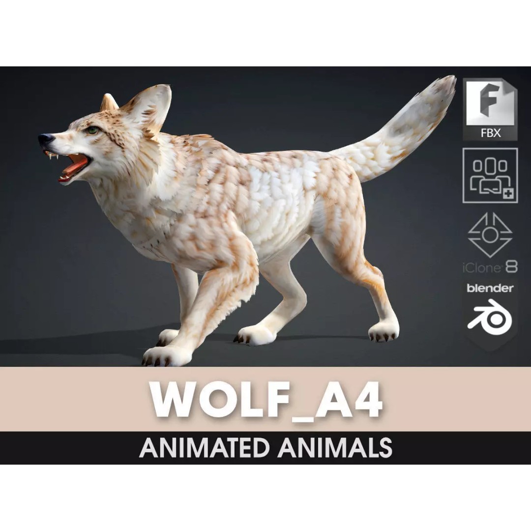 Wolf 3D Model – Rigged Animated Character with PBR Textures - View 2