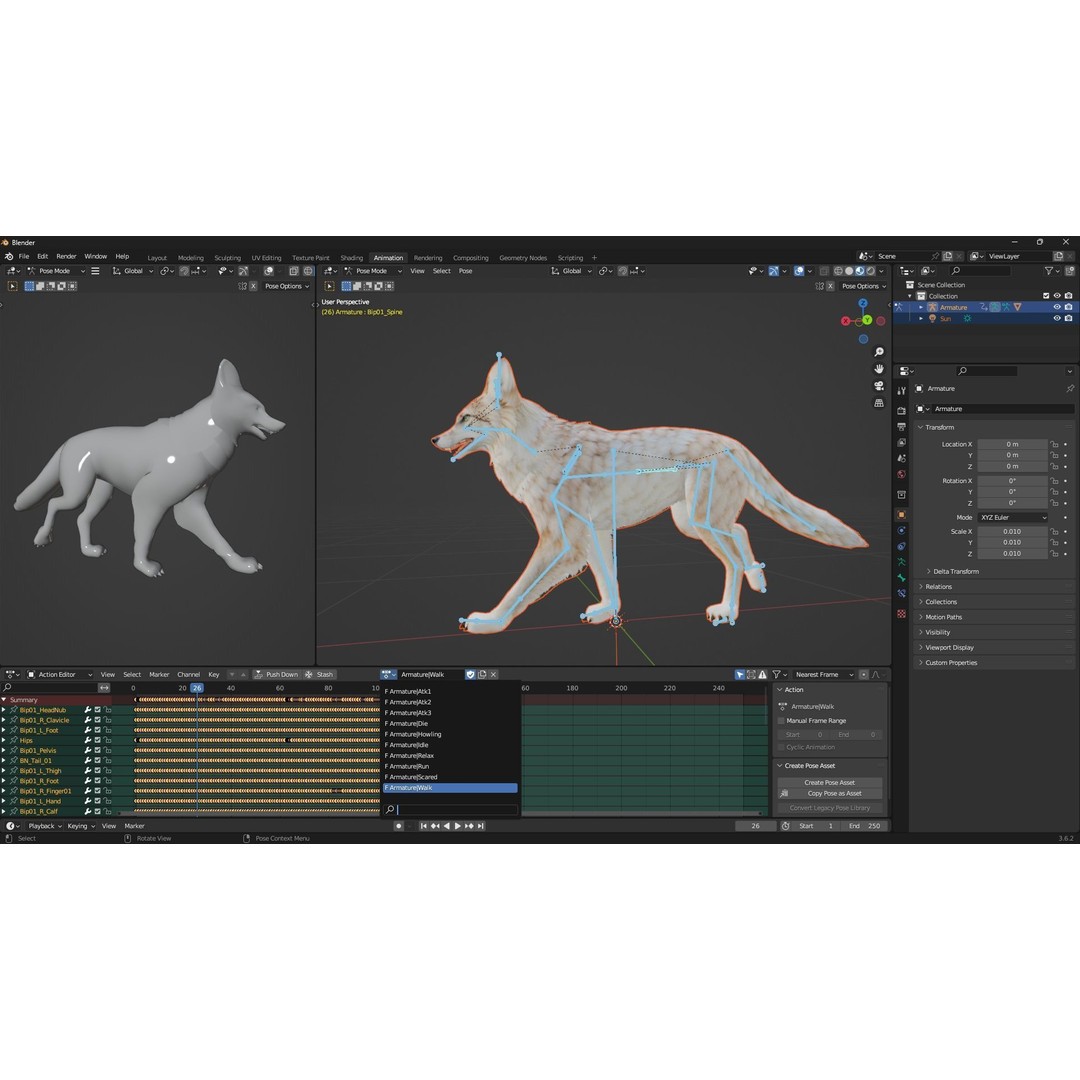 Wolf 3D Model – Rigged Animated Character with PBR Textures - View 22