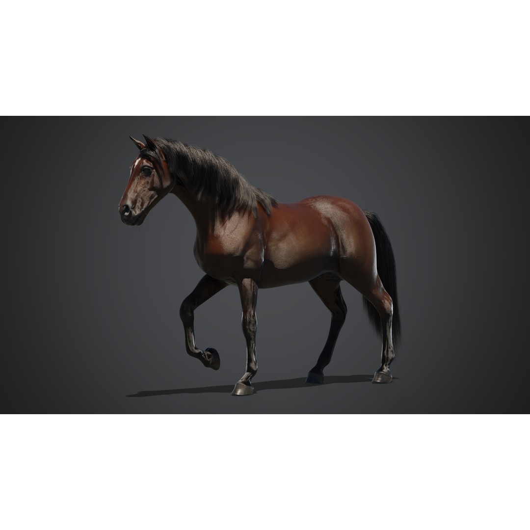 Horse 3D Model – Rigged Animated PBR Asset for Games - View 4