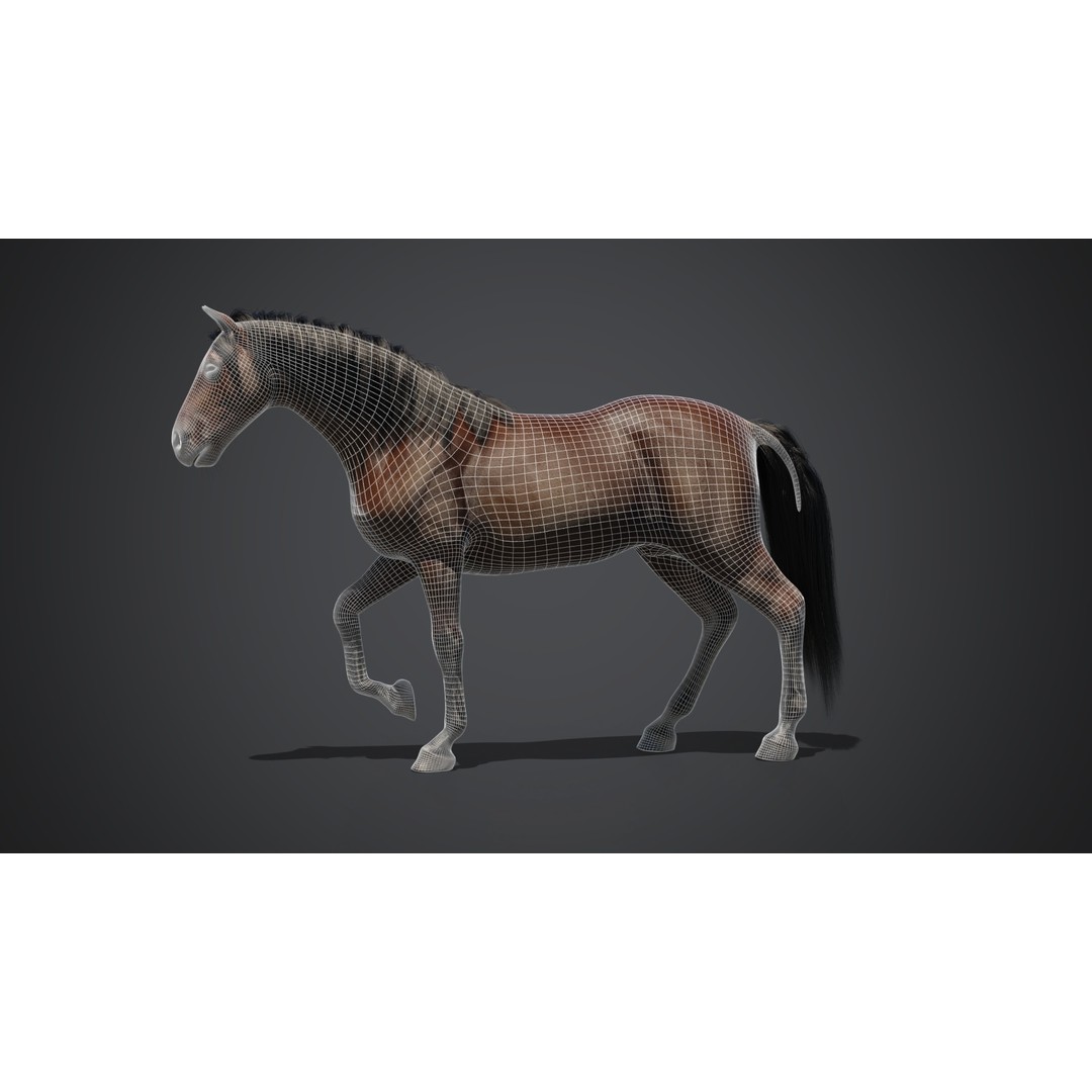 Horse 3D Model – Rigged Animated PBR Asset for Games - View 7