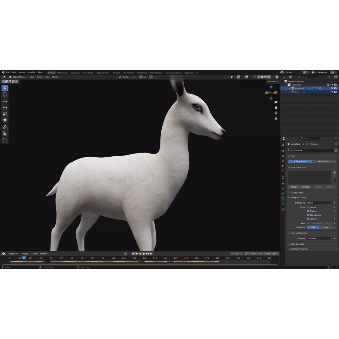 Deer 3D Model – Rigged Creature with PBR Textures, FBX, Blender