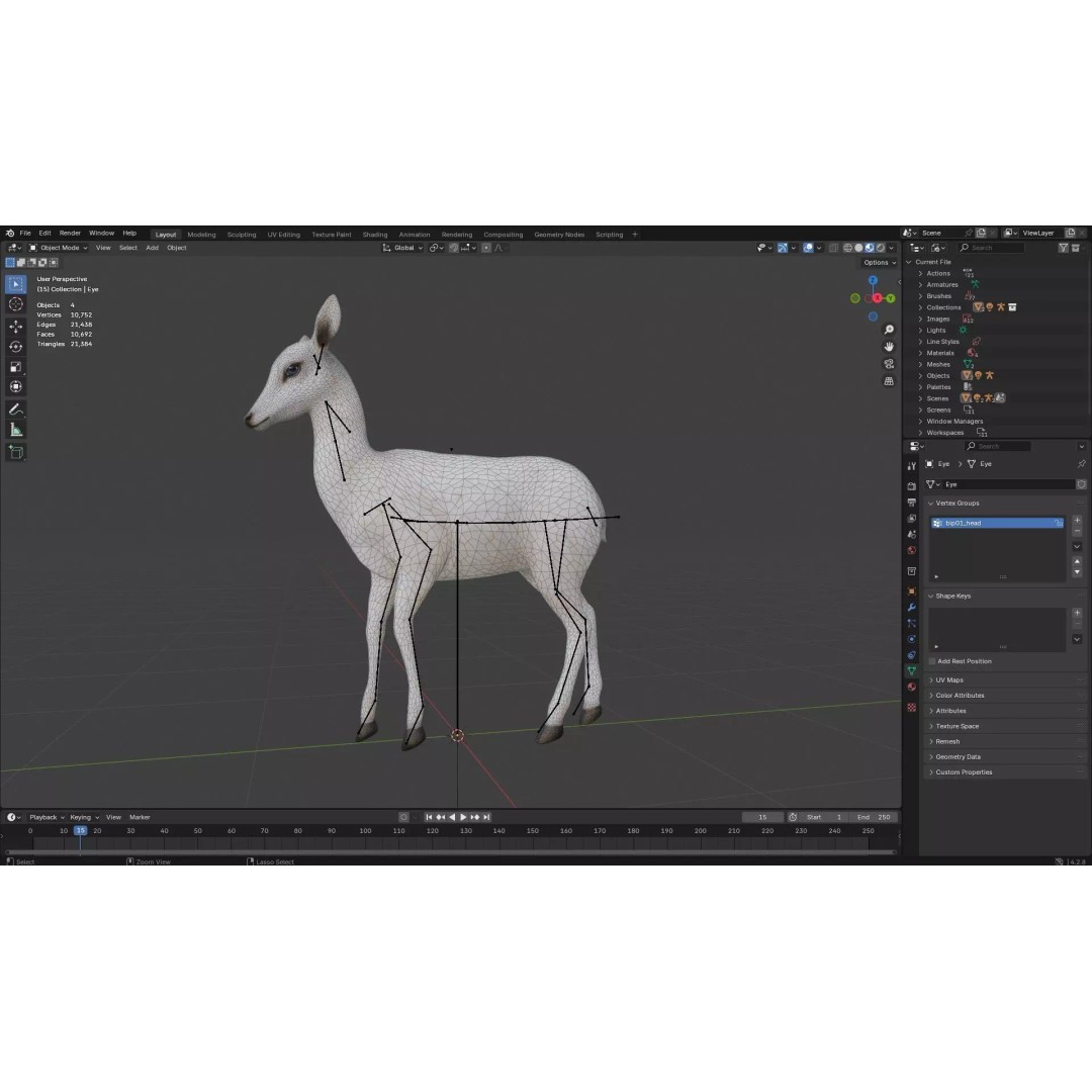 Deer 3D Model – Rigged Creature with PBR Textures, FBX, Blender - View 19