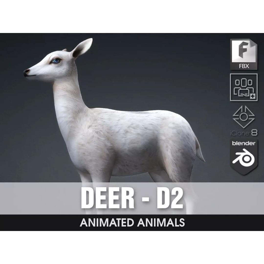 Deer 3D Model – Rigged Creature with PBR Textures, FBX, Blender - View 2